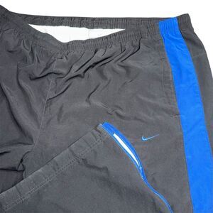 Vintage Nike Track Pants Mens 2XL Blue Black Windbreaker Fleece Lined Baggy Y2K
